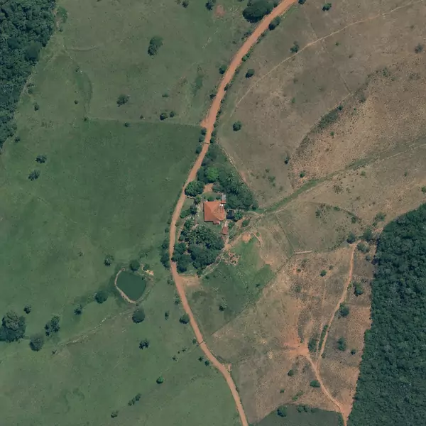 Mapa por satélite com a localização do poço artesiano gravada pelo GPS do celular