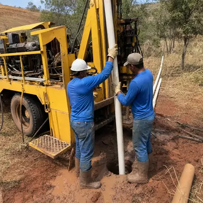 Revestimento: foto registrada pelo técnico no aplicativo SisPoços durante a perfuração do poço artesiano
